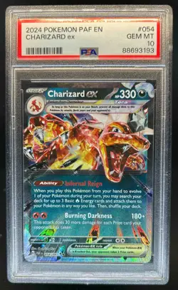 2024 Pokemon SV Paldean Fates PAF EN Charizard ex Double Rare #054/091 PSA 10 - Image 1