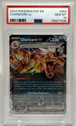 2024 Pokemon SV Paldean Fates PAF EN Charizard ex #054/091 PSA 10 - Image 1