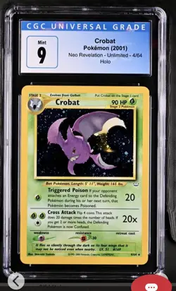 Pokemon Neo Revelation Crobat Holo 4/64 CGC Mint 9 DOUBLE HOLO ERROR - Image 1