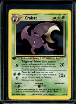 2001 Pokemon Neo Revelation 1st Edition Crobat Holo #4/64 - Image 1