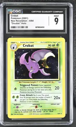 CGC 9 MINT Crobat 2001 Neo Revelation 4/64 "Double" Holo Pokemon Card - Image 1