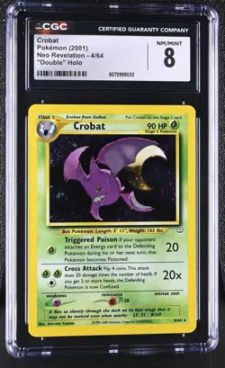 CGC 8 Crobat 2001 Neo Revelation 4/64 "Double" Holo Pokemon Card - Image 1
