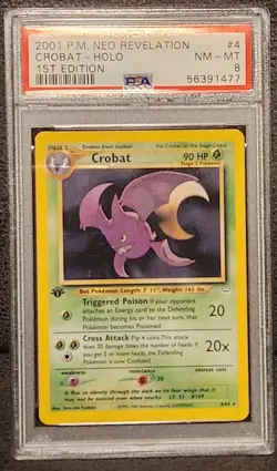 CROBAT 4/64 1st Edition Neo Revelation Holo Rare Pokemon Card PSA 8 NM-MT - Image 1