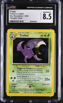 CGC 8.5 Crobat 2001 Neo Revelation 4/64 Double Holo Pokemon Card - Image 1
