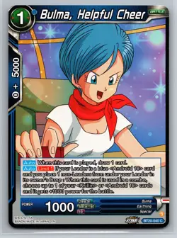 Bulma Helpful Cheer BT20-040 C Dragon Ball Super Card Game Blue Earthling - Image 1