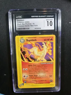 2002 Pokemon Center New York Rapidash CGC GEM MINT 10 #51 Black Star Promo TCG - Image 1