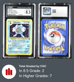 Poliwrath 15/130 Base Set 2 Blue Dot Error Holo Rare 2000 CGC 8.5 NM/MINT+ - Image 1