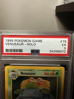 Pokemon TCG Venusaur Base Set #15/102 Holo Unlimited Holo Rare PSA 5 - Image 3