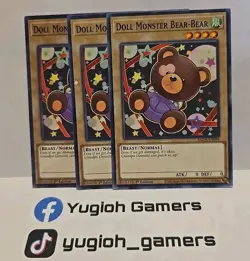 YUGIOH DOLL MASTER BEAR BEAR X3 COMMON LIGHT PLAYED BACH 1ST EDITION - Image 1