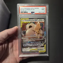 Pokemon Card - Eevee & Snorlax GX 120/181 2019 Pokemon Team Up Tag Team - PSA 9 - Image 1