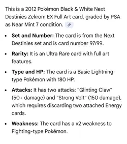 PSA 7 Pokemon Zekrom EX 97/99 Next Destinies Ultra Rare Full Art Holo - Image 4