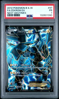 PSA 1 2012 Pokemon Black & White Next Destinies Full Art Zekrom EX 97/99 Holo - Image 1