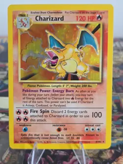 Pokemon TCG Charizard #4/102 Base Set Unlimited Holo Rare WOTC NM / LP - Image 1