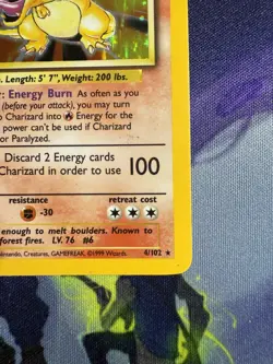 Pokemon TCG Base Set Charizard Holo Card 4/102 WOTC Unlimited MP-LP - Image 5
