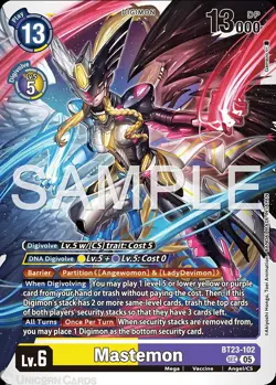 BT23-102 Mastemon : Secret Rare Digimon Card : BT23: Hackers’ Slumber - Image 1