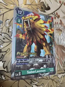 Digimon Card Game Pre-Release Foil SaberLeomon BT14-054 Blast Ace - Image 1