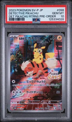 Pokemon Card Japanese Detective Pikachu 098/SV-P PSA 10 GEM MINT Pre-Order Promo - Image 1