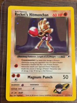 Rocket's Hitmonchan 011/132 Gym Heroes Holo NM Condition Pokemon TCG - Image 2
