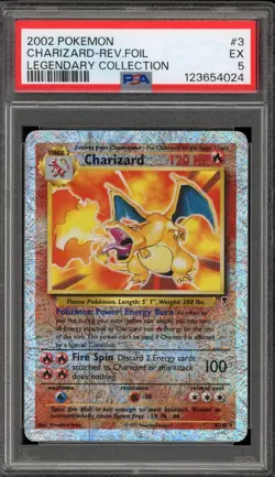 Pokemon Charizard Legendary Coll. Reverse Holo Rare #3 PSA 5 - Image 1