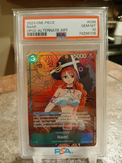 One Piece TCG Nami Alt Art OP02-036 PSA 10 Paramount War English - Image 1