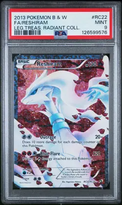 2013 POKEMON B&W LEGEND TREASURES RADIANT COLLECTION FULL ART/RESHIRAM PSA 9 - Image 1