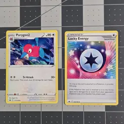 Porygon 2 And Lucky Energy Misaligned Back Error Misprint Pokemon Cards Chilling - Image 2