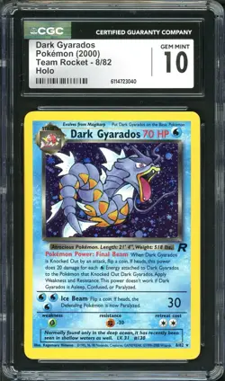 CGC 10 GEM MINT Dark Gyarados Team Rocket 8/82 Holo Rare 2000 Pokemon Card psa - Image 1
