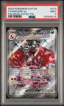 Charizard EX 074/091 Paldean Fates Tin Svp En-sv Black Star Promo Pokemon PSA 9 - Image 1