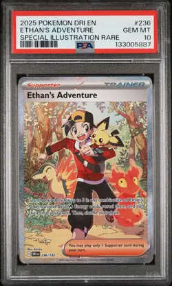 2025 POKEMON DRI EN-DESTINED RIVALS #236 ETHAN'S ADVENTURE PSA 10 - Image 1