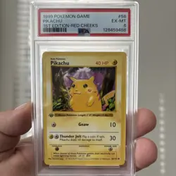 1999 POKEMON RED CHEEKS PIKACHU BASE SET 1ST EDITION SHADOWLESS PSA 6 - Image 1