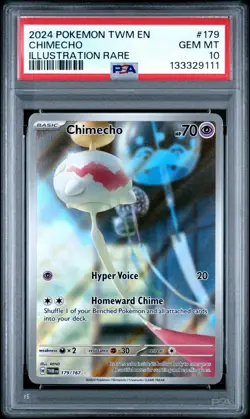 2024 Pokemon SV Twilight Masquerade TWM EN Chimecho #179/167 PSA 10 - Image 1
