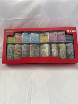 Pokemon TCG Prismatic Evolutions Costco 8 Pack Mini Tins Set + Promos New Sealed - Image 1