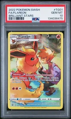 Pokemon Sword & Shield Brilliant Stars Flareon Trainer Gallery TG01/TG30 PSA 10 - Image 1
