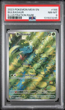 2023 POKEMON MEW EN-151 ILLUSTRATION RARE #166 BULBASAUR PSA 8 - Image 1
