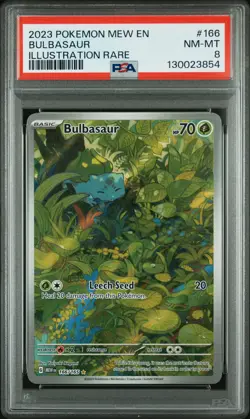 2023 POKEMON MEW EN-151 ILLUSTRATION RARE #166 BULBASAUR PSA 8 - Image 1