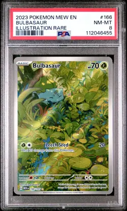 2023 POKEMON MEW EN-151 ILLUSTRATION RARE #166 BULBASAUR PSA 8 - Image 1