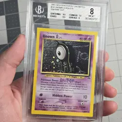 Unown Square Cut Error Miscut Neo Discovery Holo Pokemon Card BGS 8 NM/Mint - Image 1