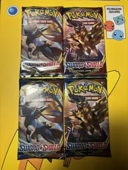 Pokemon TCG Sword & Shield Base Booster Pack Lot of 4 - Zacian & Zamazenta - Image 1