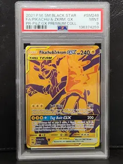 2021 POKEMON SM BLACK STAR PROMO #SM248 FULL ART/PIKACHU & ZEKROM GX PSA 9 - Image 1