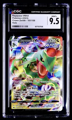 Pokemon 2023 Rayquaza VMAX Holo Full Art Crown Zenith 101/159 CGC 9.5 MINT+ - Image 1