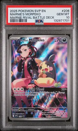 2025 POKEMON SVP EN-SV BLACK STAR PROMO #206 MARNIE'S MORPEKO PSA 10 - Image 1