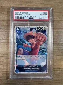 Monkey D. Luffy 2024 One Piece PRB01 - Jolly Roger Foil - #055 PSA 10 - Image 1