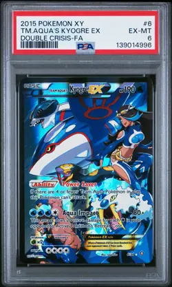 2015 POKEMON XY DOUBLE CRISIS #6 FULL ART/TEAM AQUA'S KYOGRE EX PSA 6 - Image 1