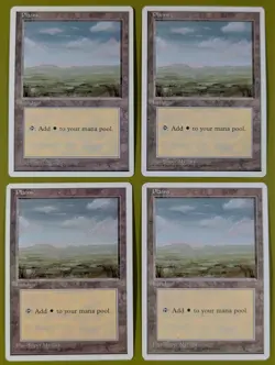 Plains (C) x4 Fourth Edition 4th 4x Magic the Gathering MTG White Border - Image 1