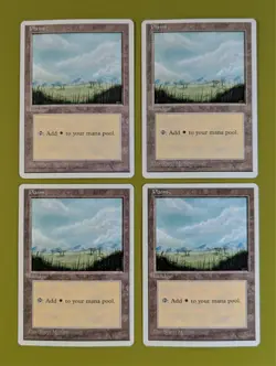 Plains (B) x4 Fourth Edition 4th 4x Magic the Gathering MTG White Border - Image 1