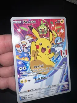 2021 Pokemon IDN S-P Pikachu Full Art KFC Chaki Kids Meal Promo #016/S-P - Image 4