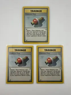 Pokemon Flute 86/102 Base Set Unlimited Set of 3 (2 Near Mint , 1 Light Play) - Image 1