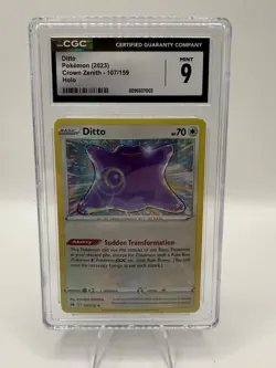 2023 POKEMON SWORD & SHIELD CROWN ZENITH #107 DITTO-HOLO CGC 9 HOLO BLEED ERROR - Image 1