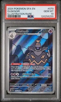 2024 POKEMON SFA EN-SHROUDED FABLE ILLUSTRATION RARE #070 DUSKNOIR PSA 10 - Image 1