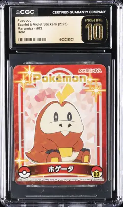 2023 POKEMON SCARLET & VIOLET STICKERS MARUMIYA HOLO #03 FUECOCO CGC 10 PERFECT - Image 1